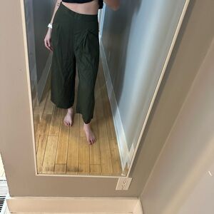 Zara Olive Green Wide-Leg Pants